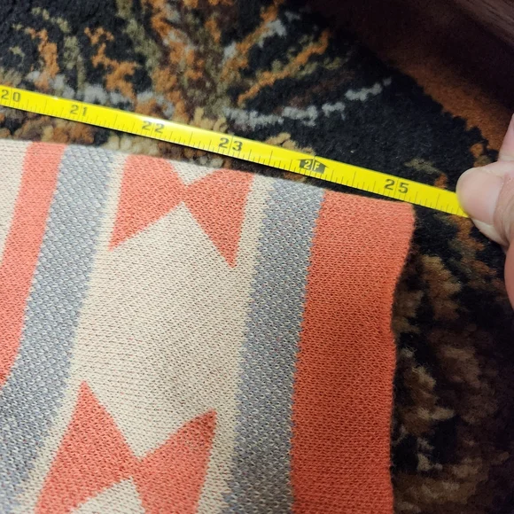 Geometric Patterned Cardigan - Cream and Orange - Picture 7 of 11